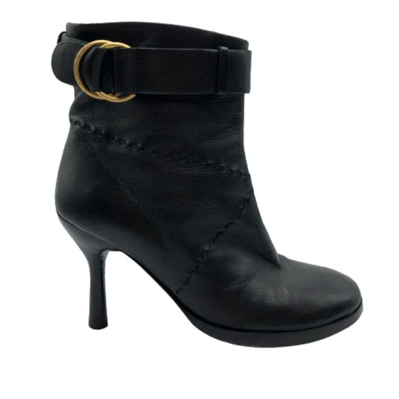 Auth. Chanel Womens Round Toe Ankle Bootie Leather Boots Shoes Black Sz.6.5B - Picture 3 of 8